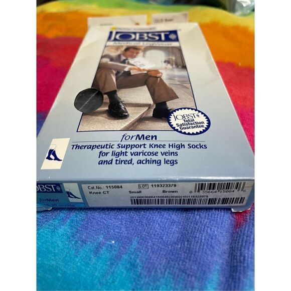 NIB Jobst Moderate Compression MENS Small Knee High Socks CT 15-20 mmHg Brown - Picture 2 of 4